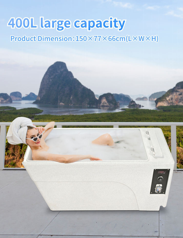 Sauna Sector Rectangular Acrylic Ice Bath Tub with 1HP Chiller & Filter S01150X90