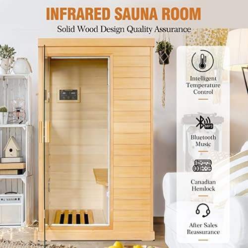 Sauna Sector 3-Person Far Infrared Home Spa Hemlock Wood Sauna S01150X32
