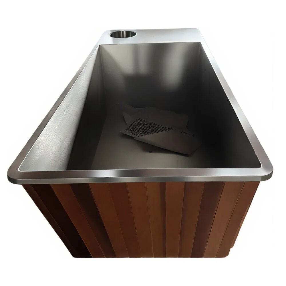 Sauna Sector Wooden Ice Bath Pool with Chiller and Stainless Steel Tub S01150X87