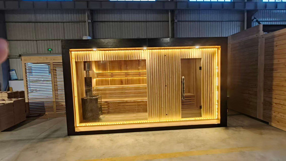 Sauna Sector 4–6 Person Outdoor Finnish Sauna Thermo Wood Red Cedar S01150X94