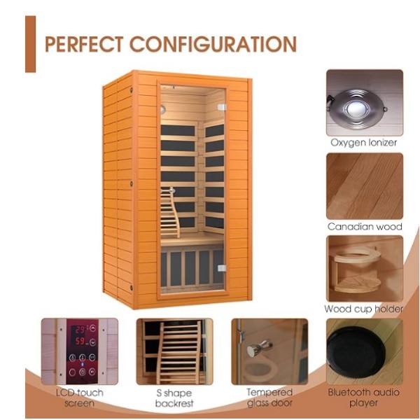 Sauna Sector 2-Person Traditional Hemlock Solid Wood Indoor Sauna Room S01150X17