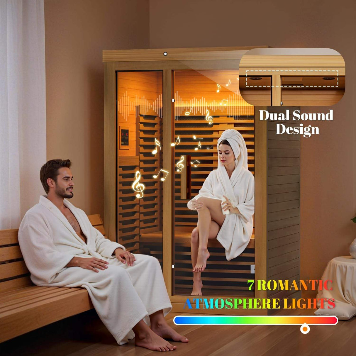 Sauna Sector 2-Person Modern Far Infrared Hemlock Low EMF Sauna S01150X30