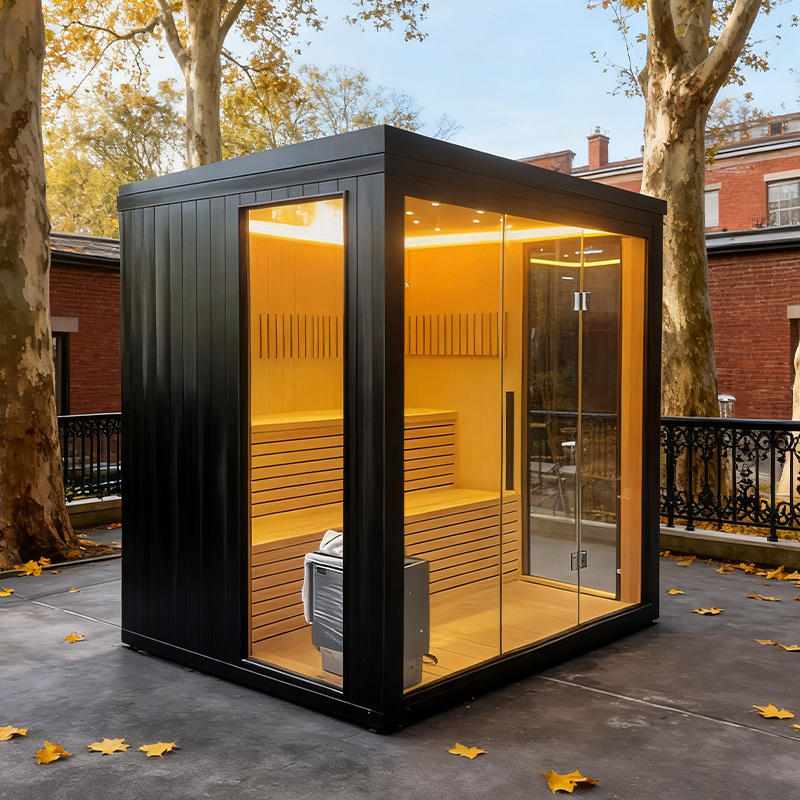 Sauna Sector 4‑Person Combination Hemlock Wood Steam and Far Infrared Sauna S01150X21