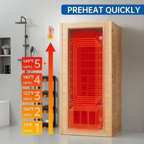 Sauna Sector 1‑Person Solid Wood Home Carbon Panel Electric Sauna S01150X20