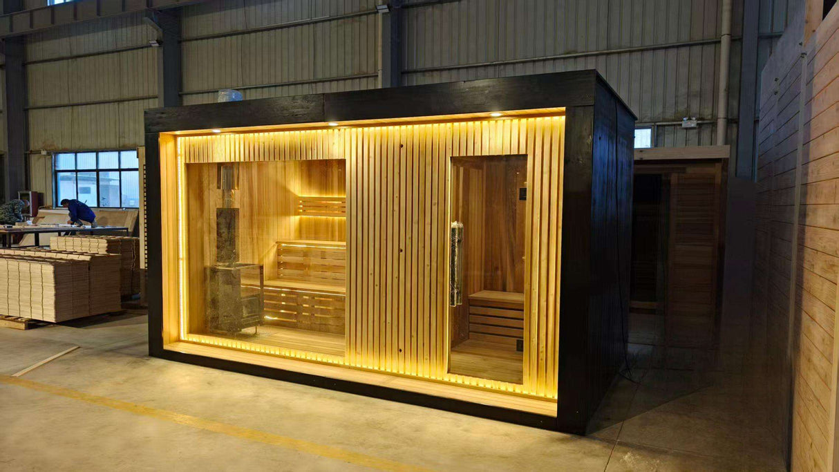 Sauna Sector 4–6 Person Outdoor Finnish Sauna Thermo Wood Red Cedar S01150X94