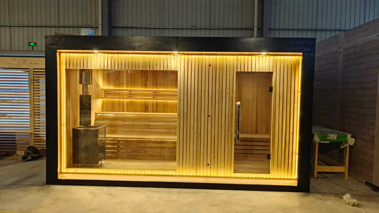 Sauna Sector 4–6 Person Outdoor Finnish Sauna Thermo Wood Red Cedar S01150X94