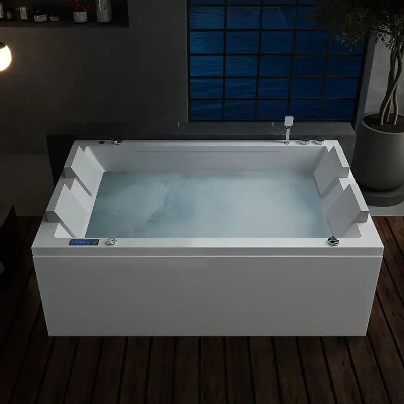 Empava Appliances 71 in. Freestanding Combination Massage 2-Person LED Tub With Center Drain EMPV-71JT801