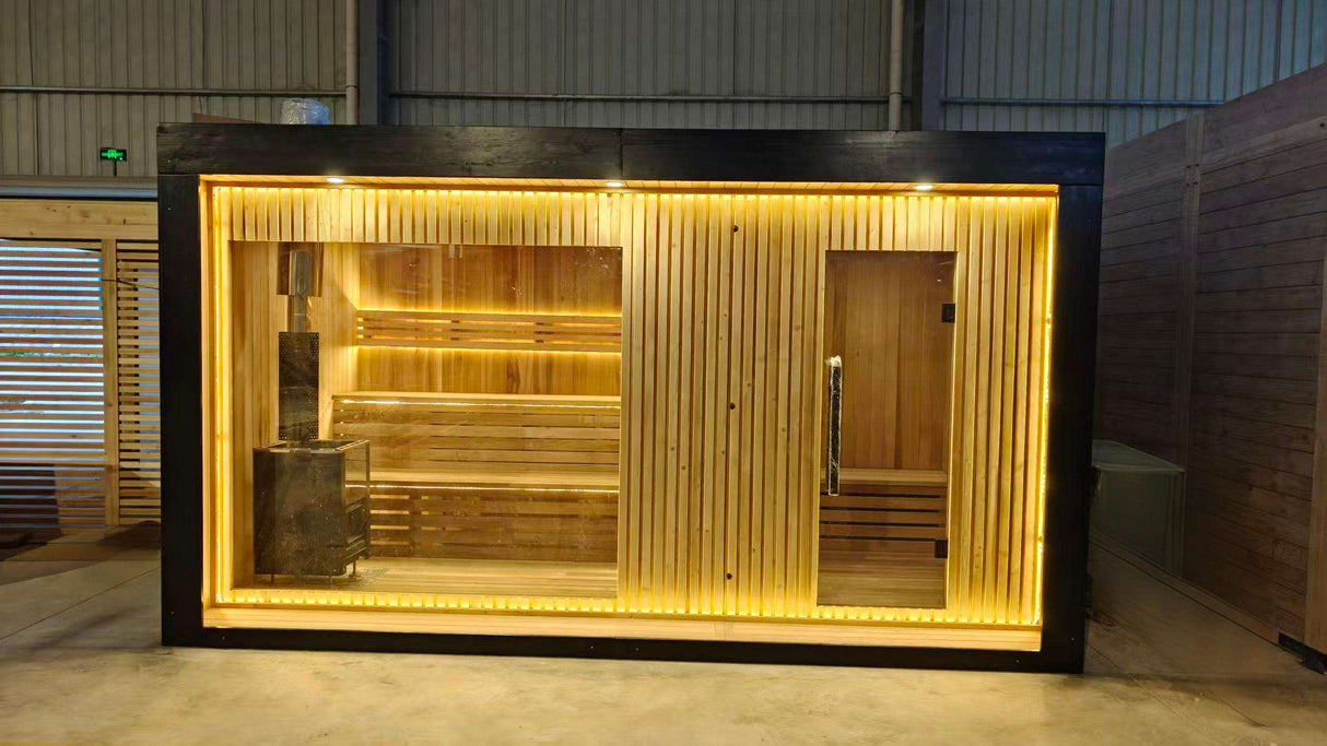 Sauna Sector 4–6 Person Outdoor Finnish Sauna Thermo Wood Red Cedar S01150X94