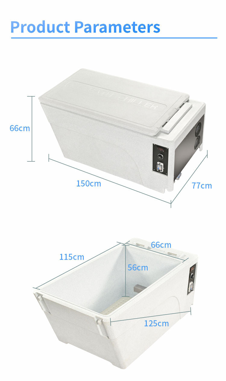 Sauna Sector Rectangular Acrylic Ice Bath Tub with 1HP Chiller & Filter S01150X90