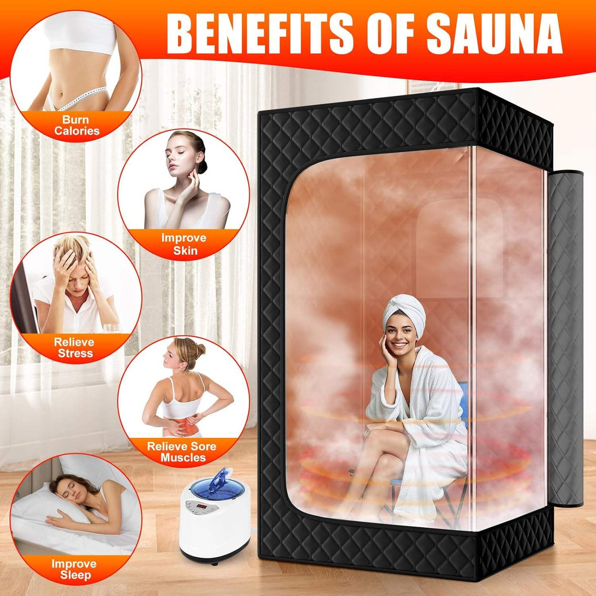 Sauna Sector 1-Person Portable 3.0L Acrylic Steam Sauna Tent S01150X43