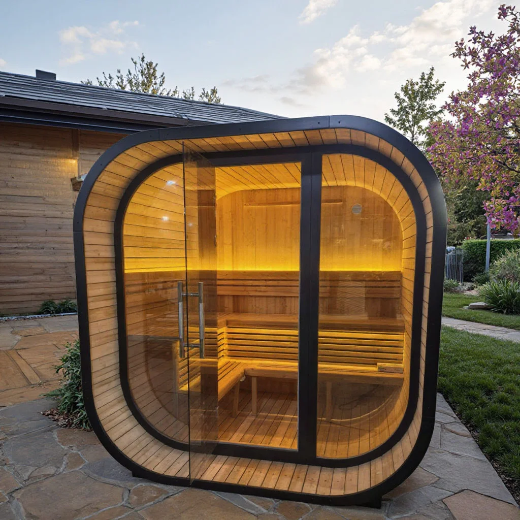 Sauna Sector 4-Person Red Cedar Outdoor Steam Sauna with Electric Stove S01150X75