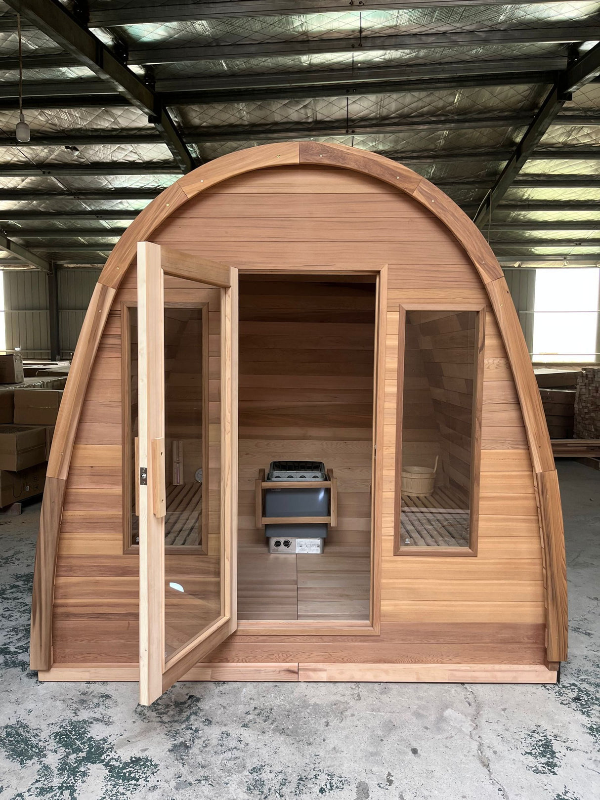 Sauna Sector 4-Person Outdoor Triangle Wooden Electric Sauna Tent with Wet Steam S01150X74