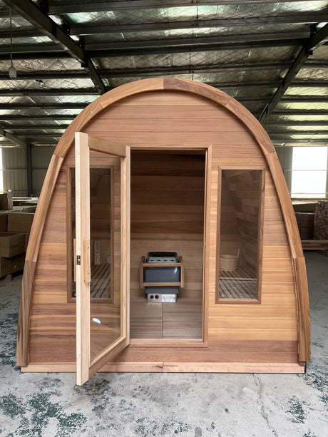 Sauna Sector 4-Person Outdoor Triangle Wooden Electric Sauna Tent with Wet Steam S01150X74