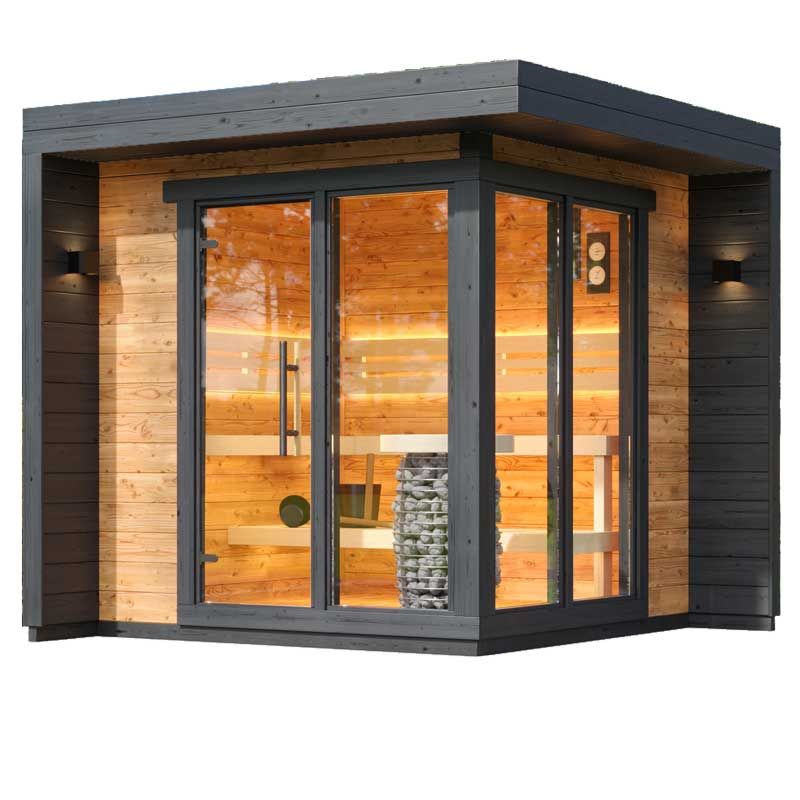 Sauna Sector 4–6 Person Red Cedar Outdoor Cube Steam Sauna S01150X79