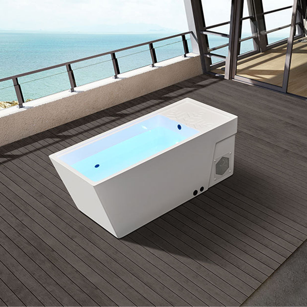 Sauna Sector 2M Smart WiFi Acrylic Cold Plunge Ice Bath Tub with 1HP Chiller S01150X126