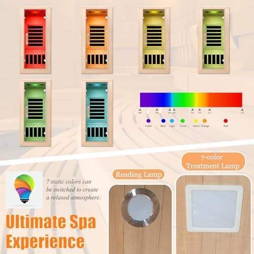 Sauna Sector 1-Person Modern Hemlock Infrared Home Sauna Room Low EMF S01150X31