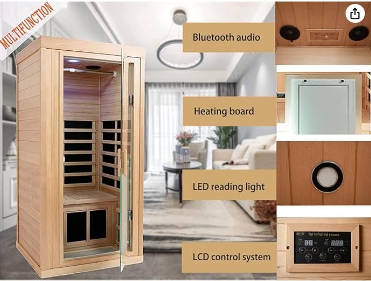 Sauna Sector 1-Person Hemlock Indoor Infrared Sauna Room S01150X6