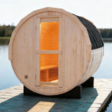 Sauna Sector 4-Person Large Barrel Sauna Room Spruce Wood with Heater S01150X53