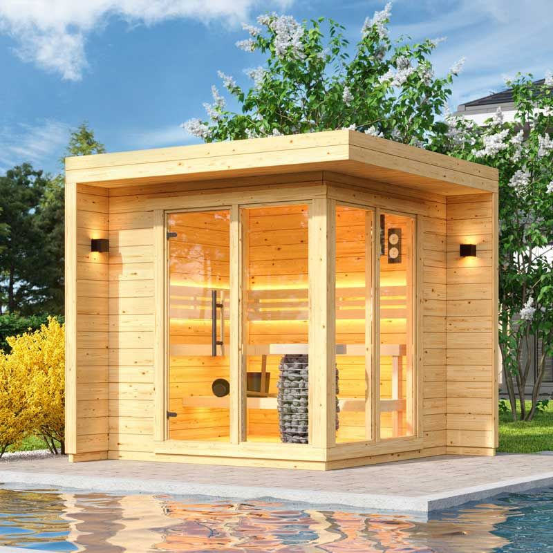 Sauna Sector 4–6 Person Red Cedar Outdoor Cube Steam Sauna S01150X79