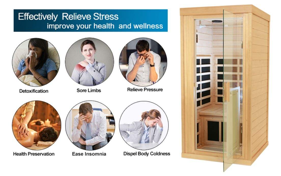 Sauna Sector 1-Person Hemlock Indoor Infrared Sauna Room S01150X6