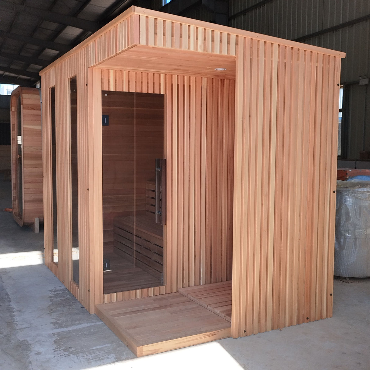 Sauna Sector Luxury Black Wooden Outdoor Sauna Room with Transparent Glass S01150X76