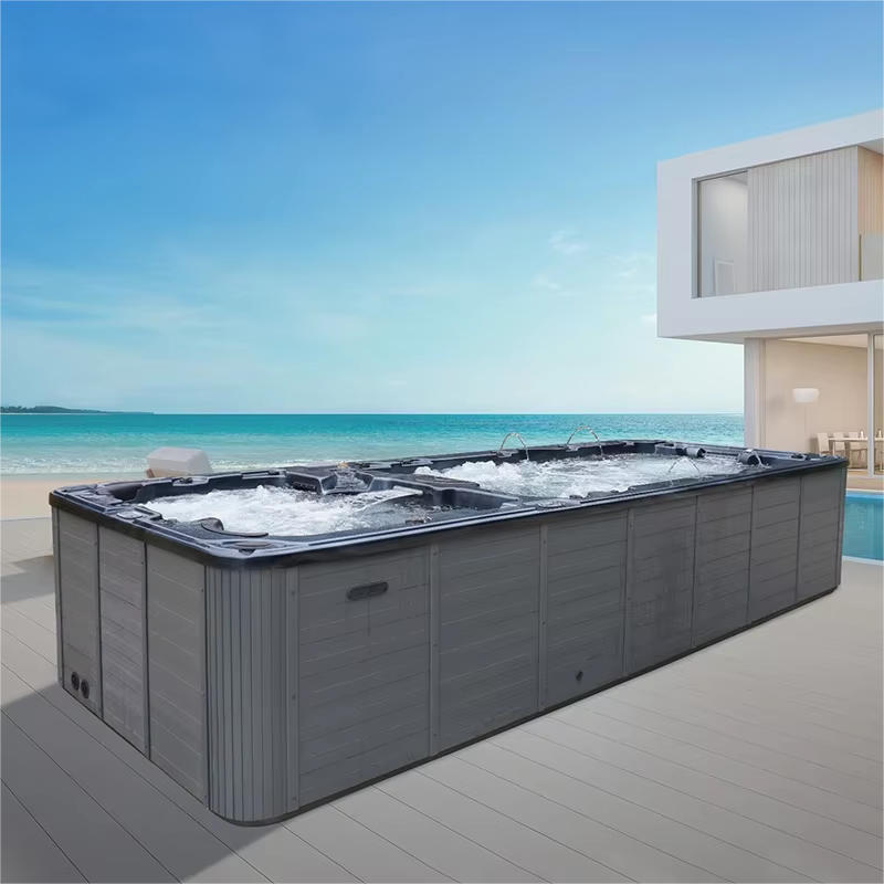 Sauna Sector Infinity Luxury Acrylic Hot Tub and Swim Spa Pool Combo S01150X83