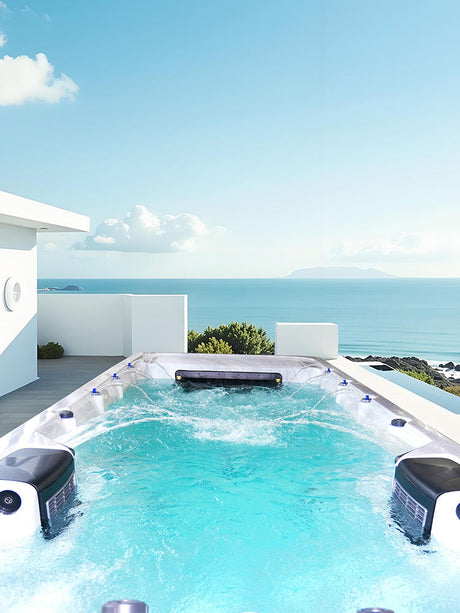 Sauna Sector Large Outdoor Swim Spa Pool with Massage & Constant Temp S01150X84