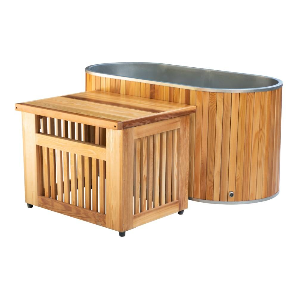 Sauna Sector Red Cedar Cold Plunge Ice Bath Tub with Chiller and Filter S01150X112
