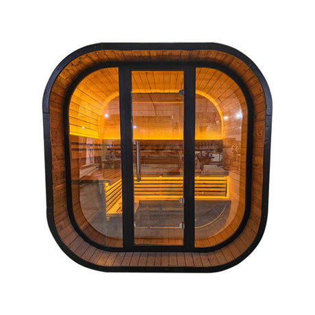 Sauna Sector 4-Person Red Cedar Outdoor Steam Sauna with Electric Stove S01150X75