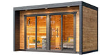Sauna Sector Modern Outdoor Sauna Room with Panoramic Glass and Wood Finish S01150X98