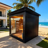 Sauna Sector 4‑Person Combination Hemlock Wood Steam and Far Infrared Sauna S01150X21