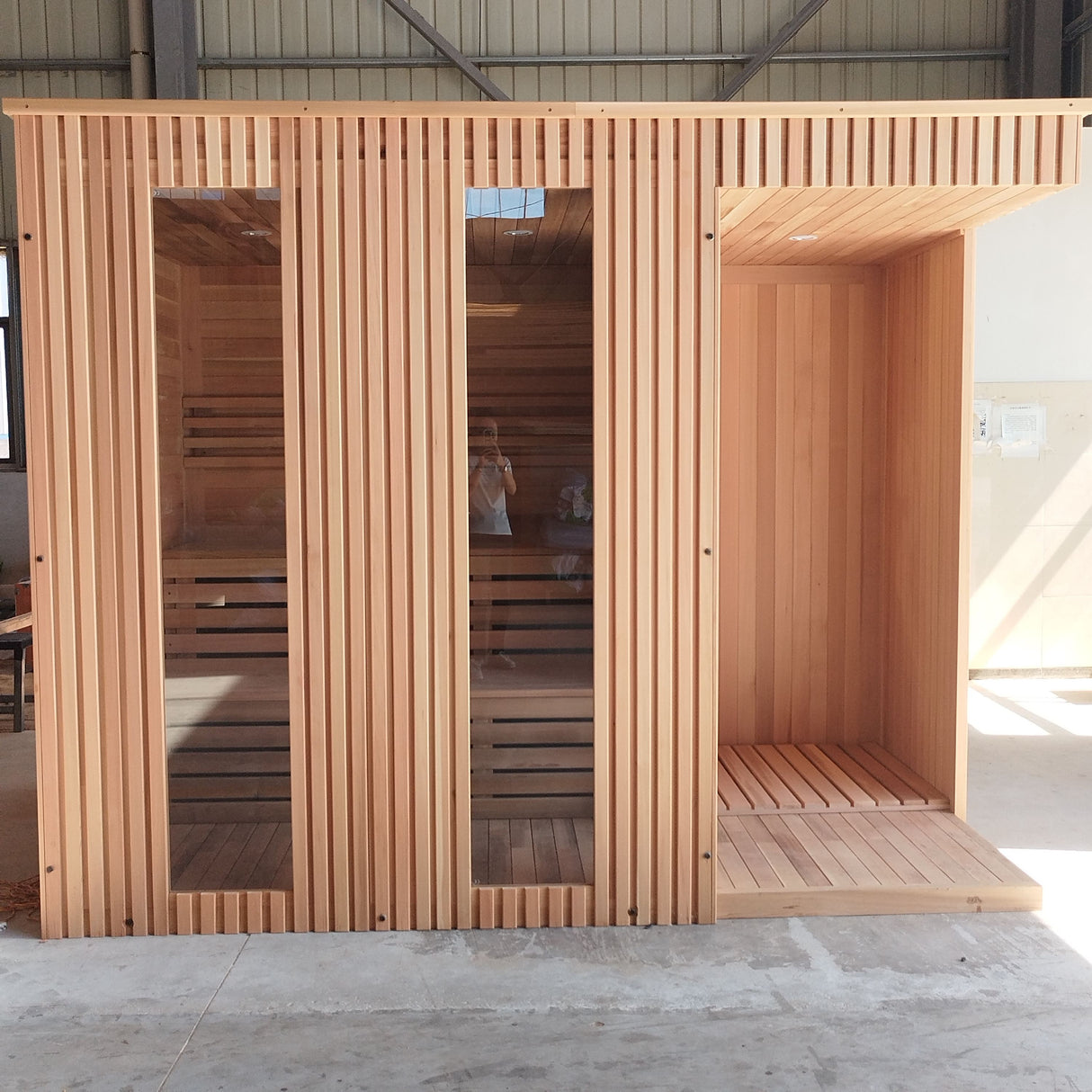 Sauna Sector Luxury Black Wooden Outdoor Sauna Room with Transparent Glass S01150X76