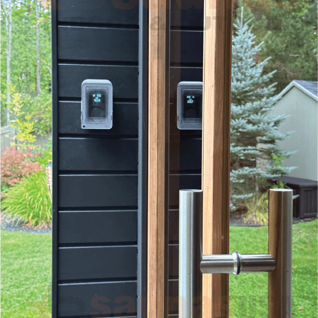 Sauna Sector Modern Outdoor Sauna Room with Panoramic Glass and Wood Finish S01150X98