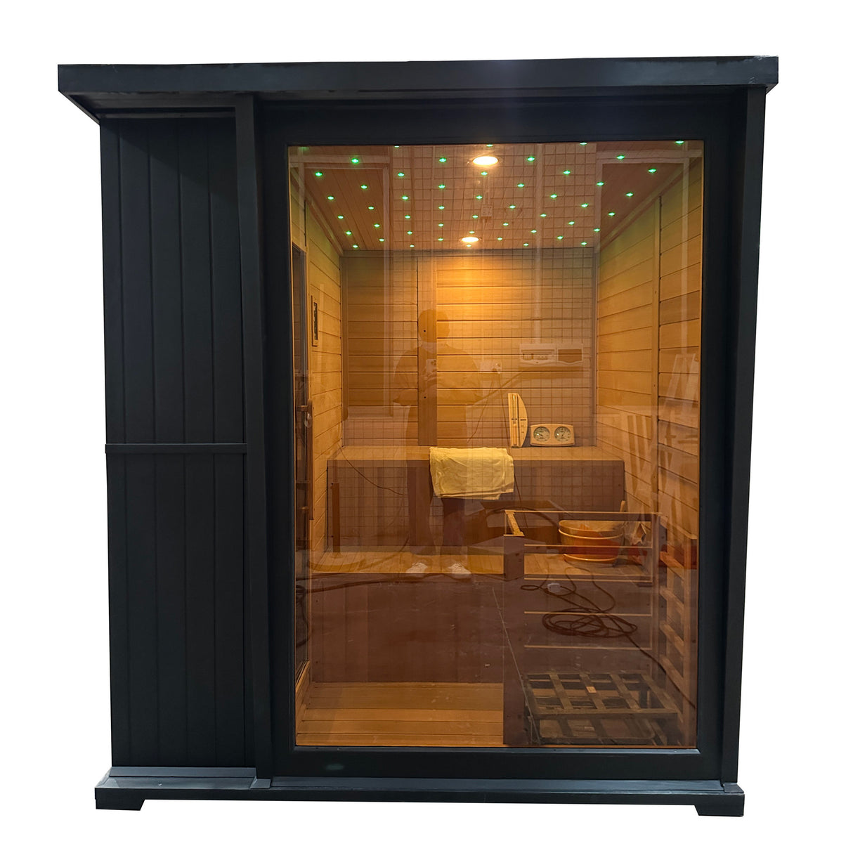 Sauna Sector 4-Person Outdoor Wooden Electric Sauna with Steam and Dry Function S01150X73