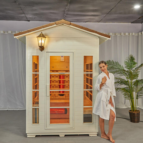 Sauna Sector 2‑Person Outdoor Waterproof Sauna House with Slanted Snow Roof S01150X7