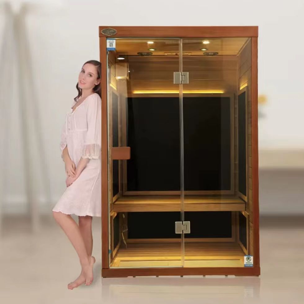 Sauna Sector 2-Person Traditional Red Cedar Sauna Room with Stove S01150X12