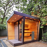 Sauna Sector 4-Person Modern Solid Wood Outdoor Sauna with Double-Layer Stool S01150X99