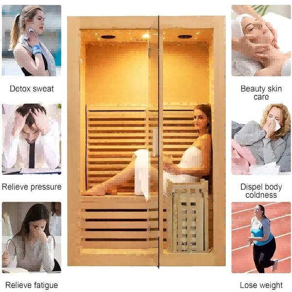 Sauna Sector 2-Person Indoor Dry and Traditional Steam Sauna Room S01150X3