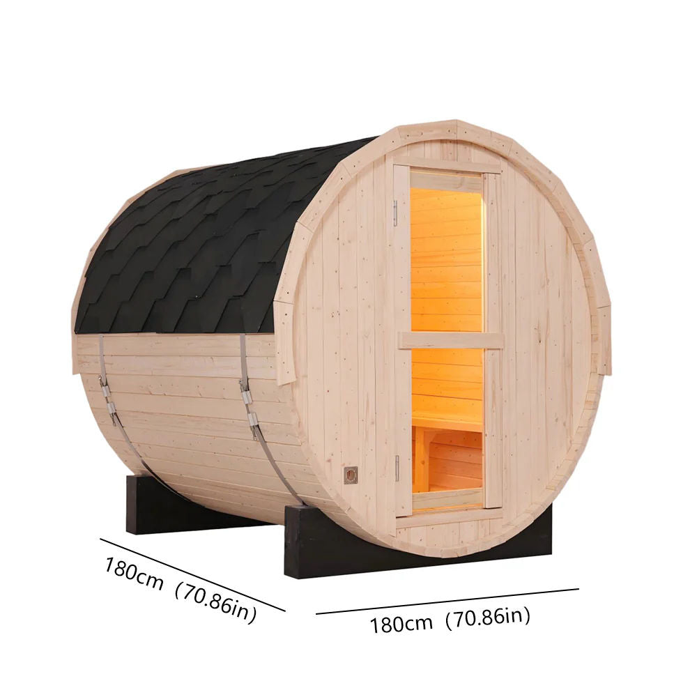 Sauna Sector 4-Person Large Barrel Sauna Room Spruce Wood with Heater S01150X53