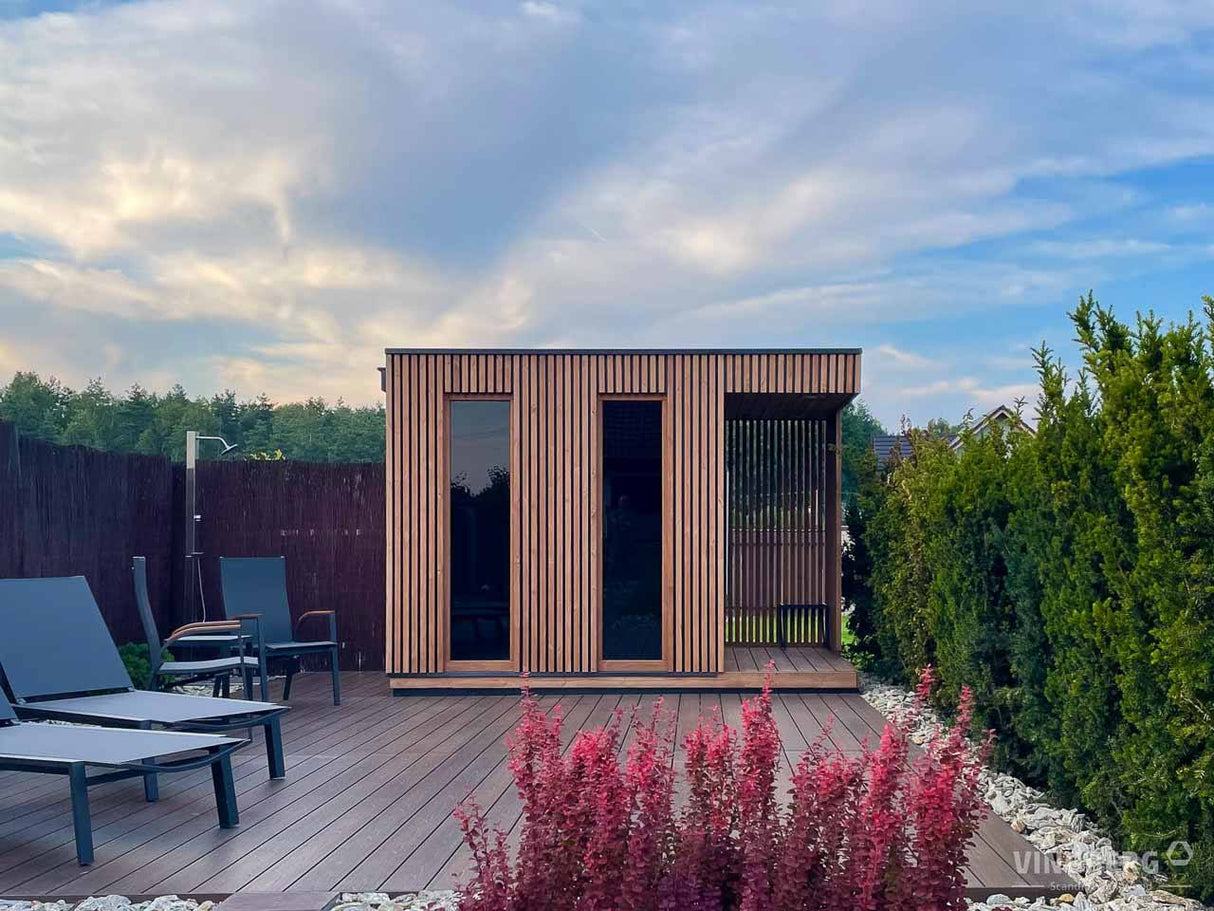 Sauna Sector Luxury Black Wooden Outdoor Sauna Room with Transparent Glass S01150X76