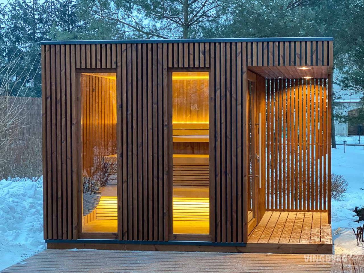 Sauna Sector Luxury Black Wooden Outdoor Sauna Room with Transparent Glass S01150X76