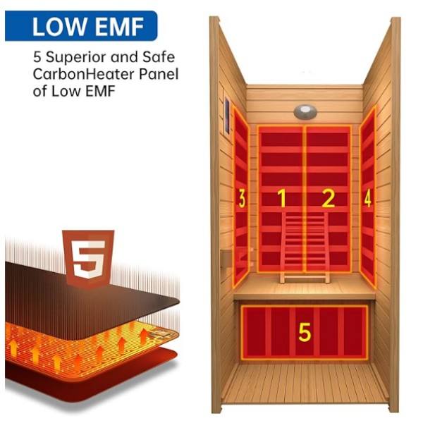 Sauna Sector 1‑Person Solid Wood Home Carbon Panel Electric Sauna S01150X20