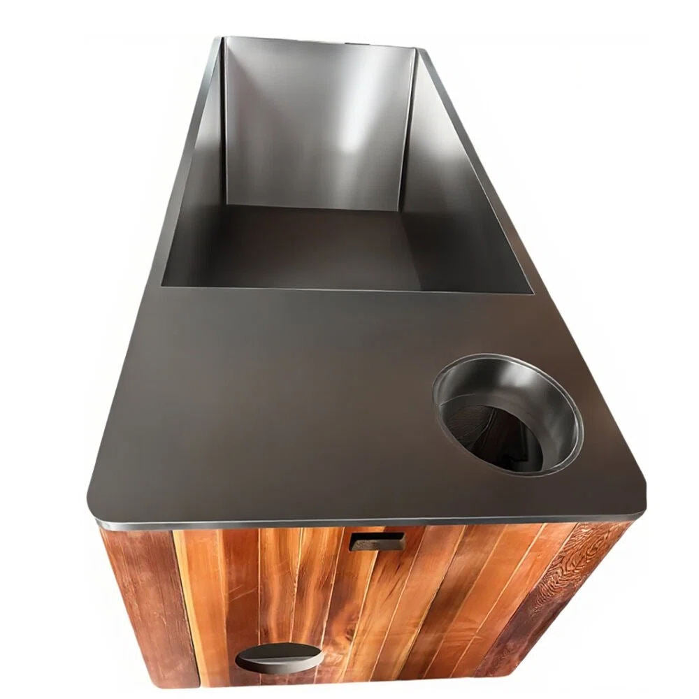 Sauna Sector Wooden Ice Bath Pool with Chiller and Stainless Steel Tub S01150X87