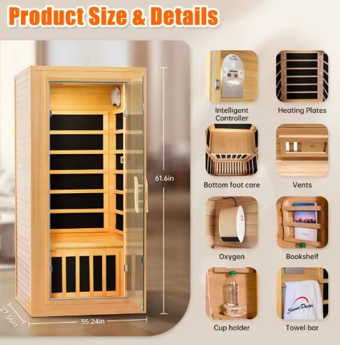 Sauna Sector Single-Person Infrared Sauna Room with CE Certification – S01150X5